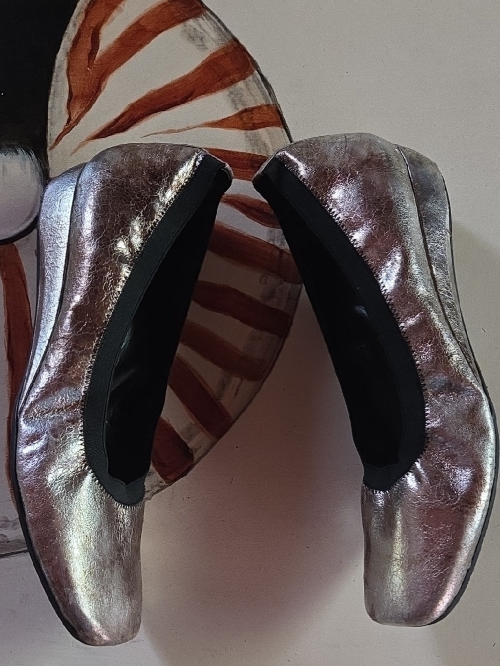 Van Eli Metallic Gold And Silver Demi Wedge Flat Size 11 - Picture 5 of 14